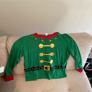 Elf costume Christmas pajamas set.